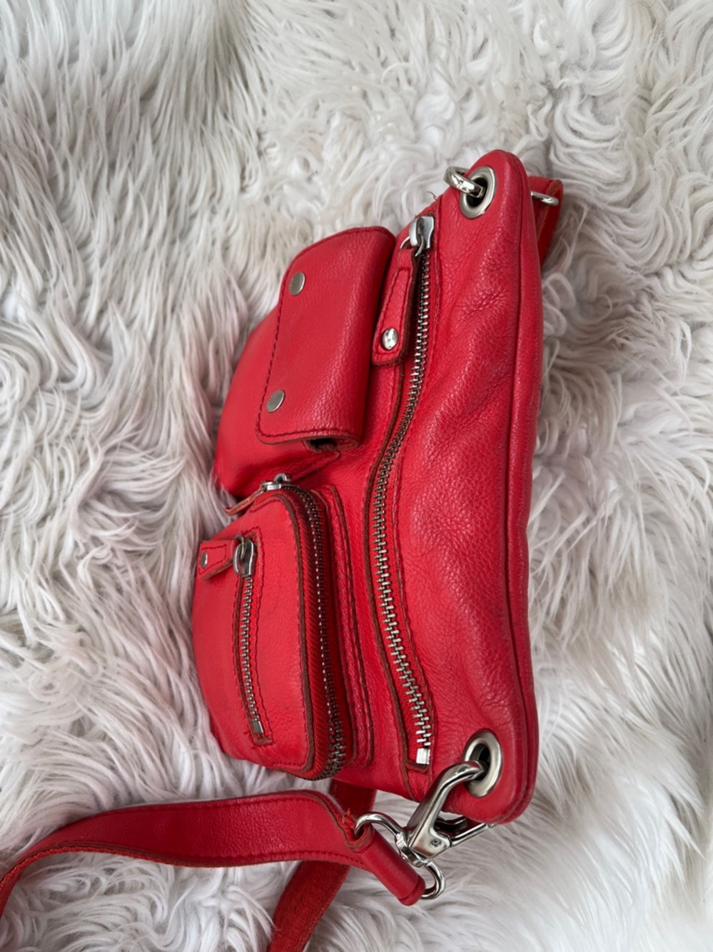 Fossil Red Leather Crossbody Multi-Pocket Bag - Picture 6 of 13